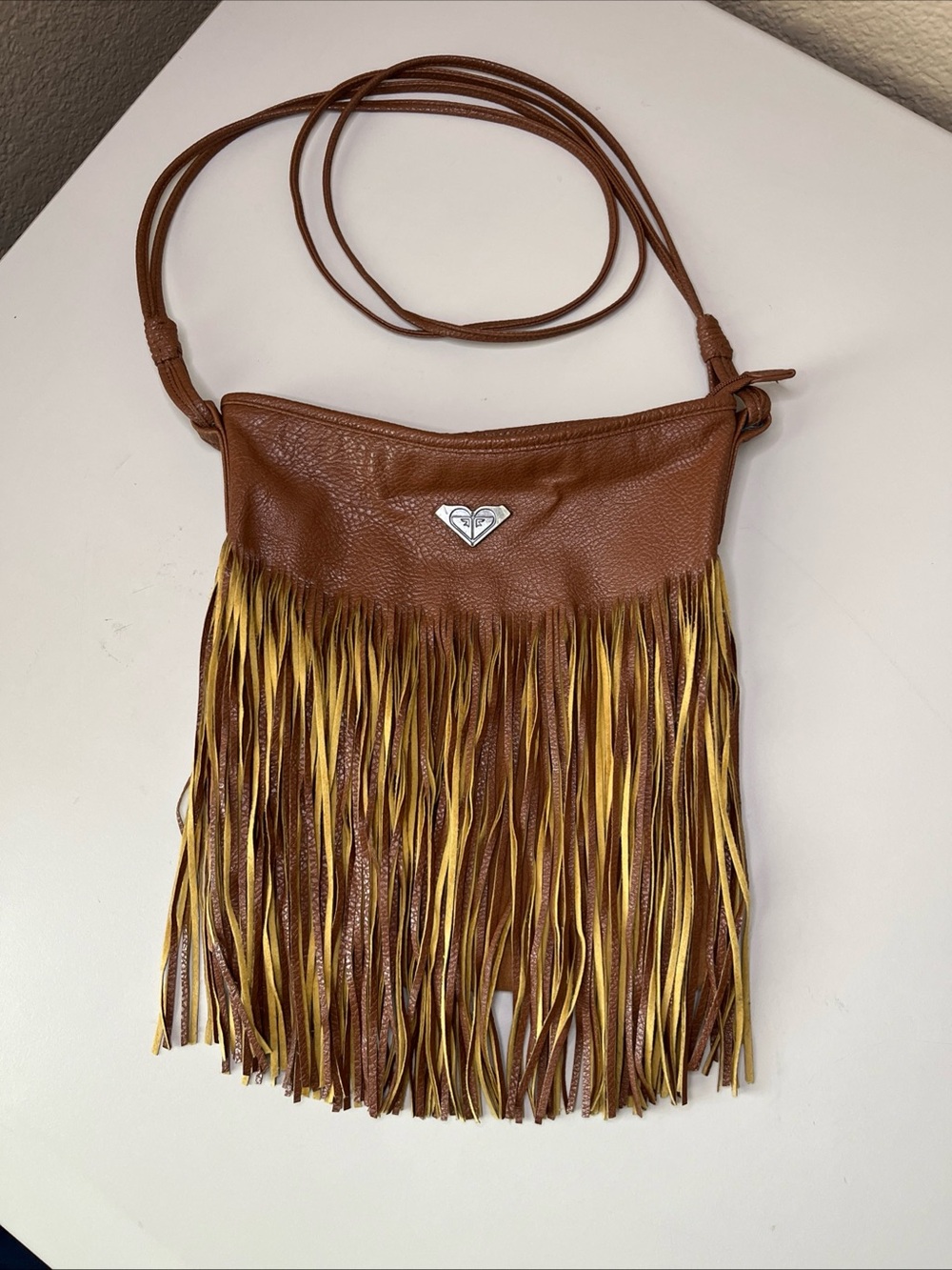 Roxy Faux Leather Fringe Boho Crossbody western bag with Gold Accents